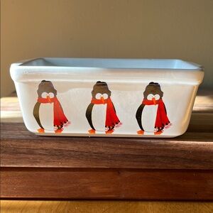 Vintage Penguin Design Ceramic Mini Loaf Pan By Nantucket